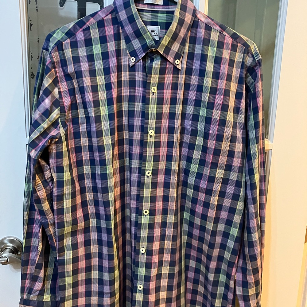 Peter Millar Men's Long Sleeve Button Down Shirt 100% Cotton Sz M